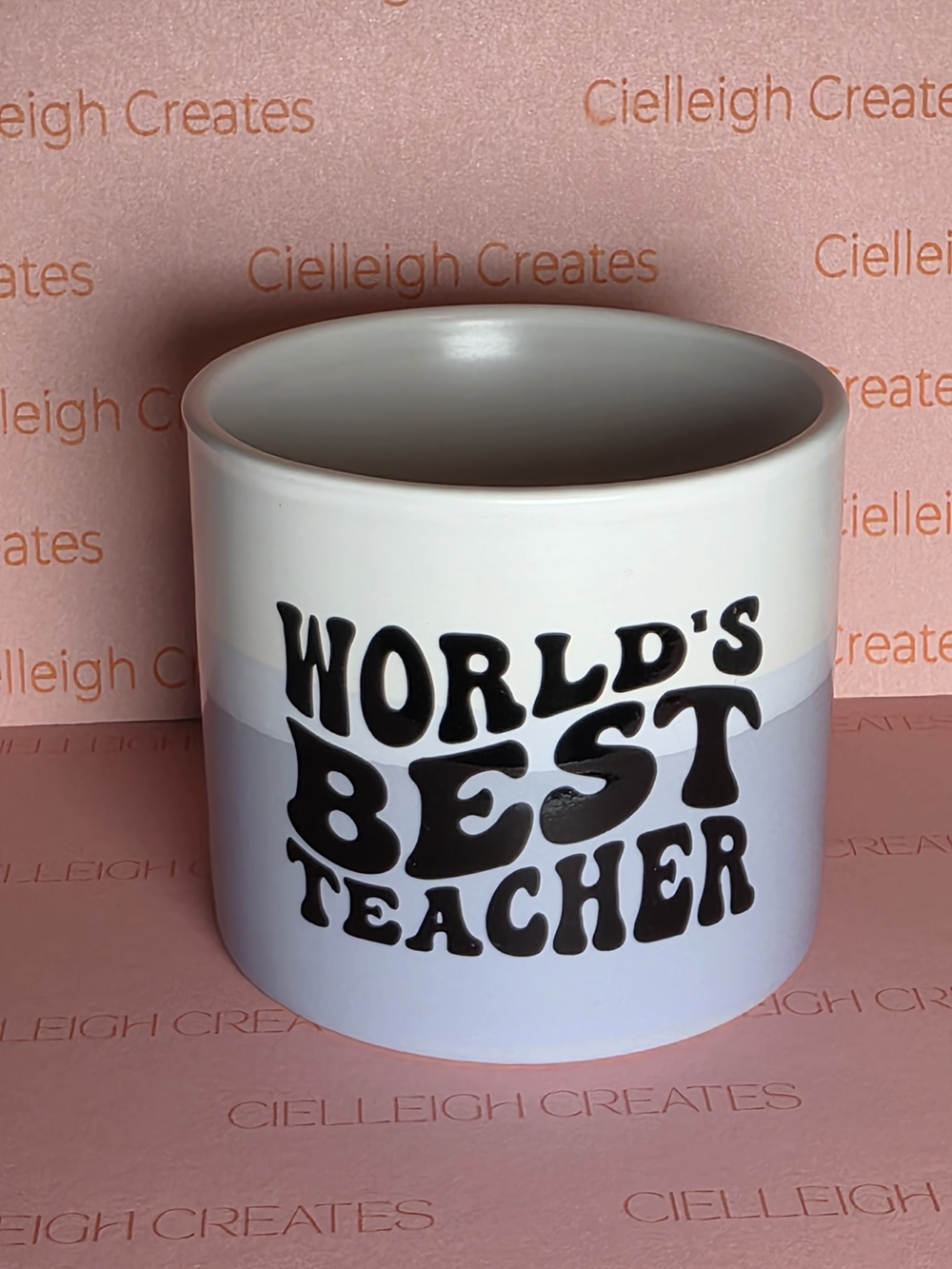 *2 for $20* World's Best Teacher Ceramic Planter - White & Lavender